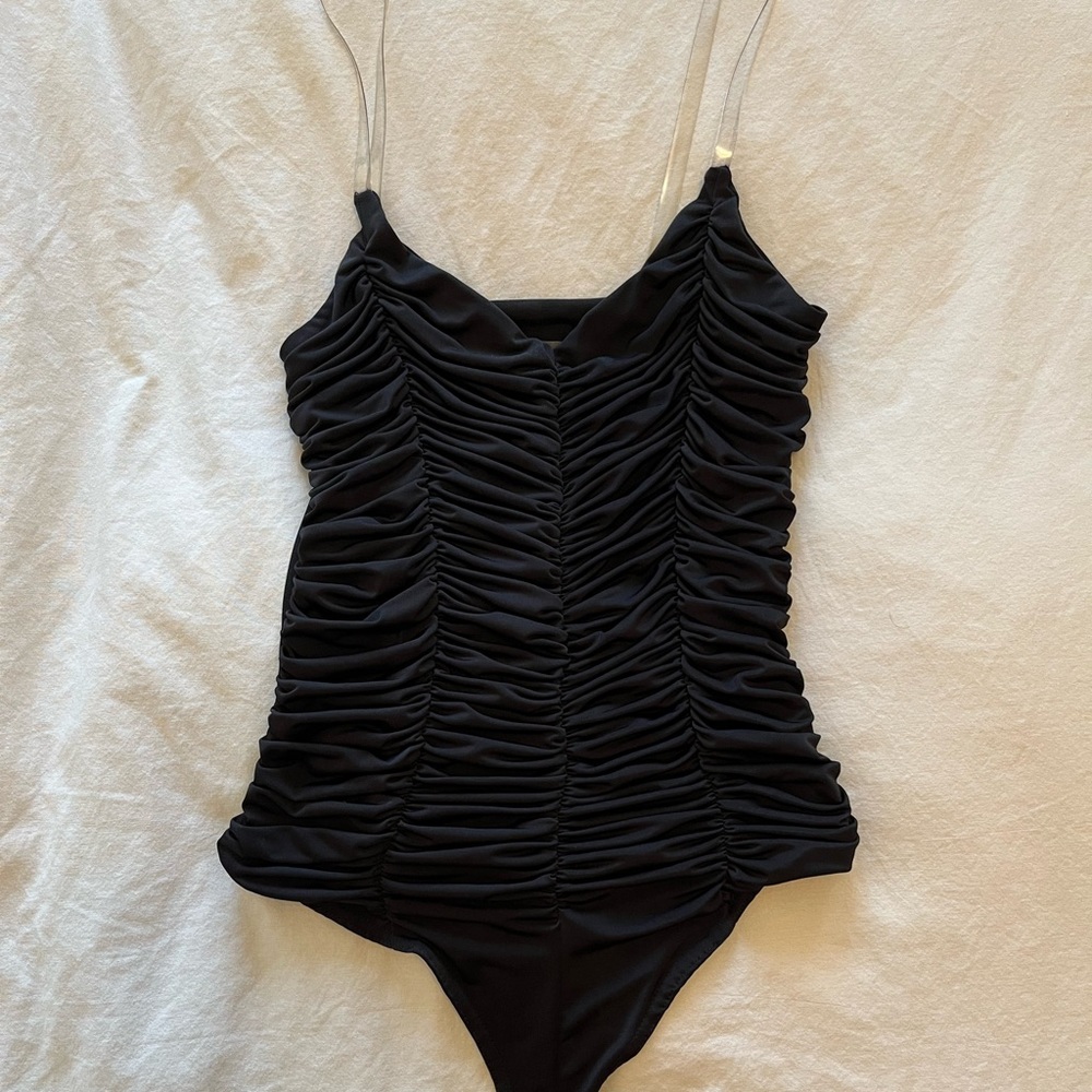 Size 6 Ruched Missguided Black Bodysuit